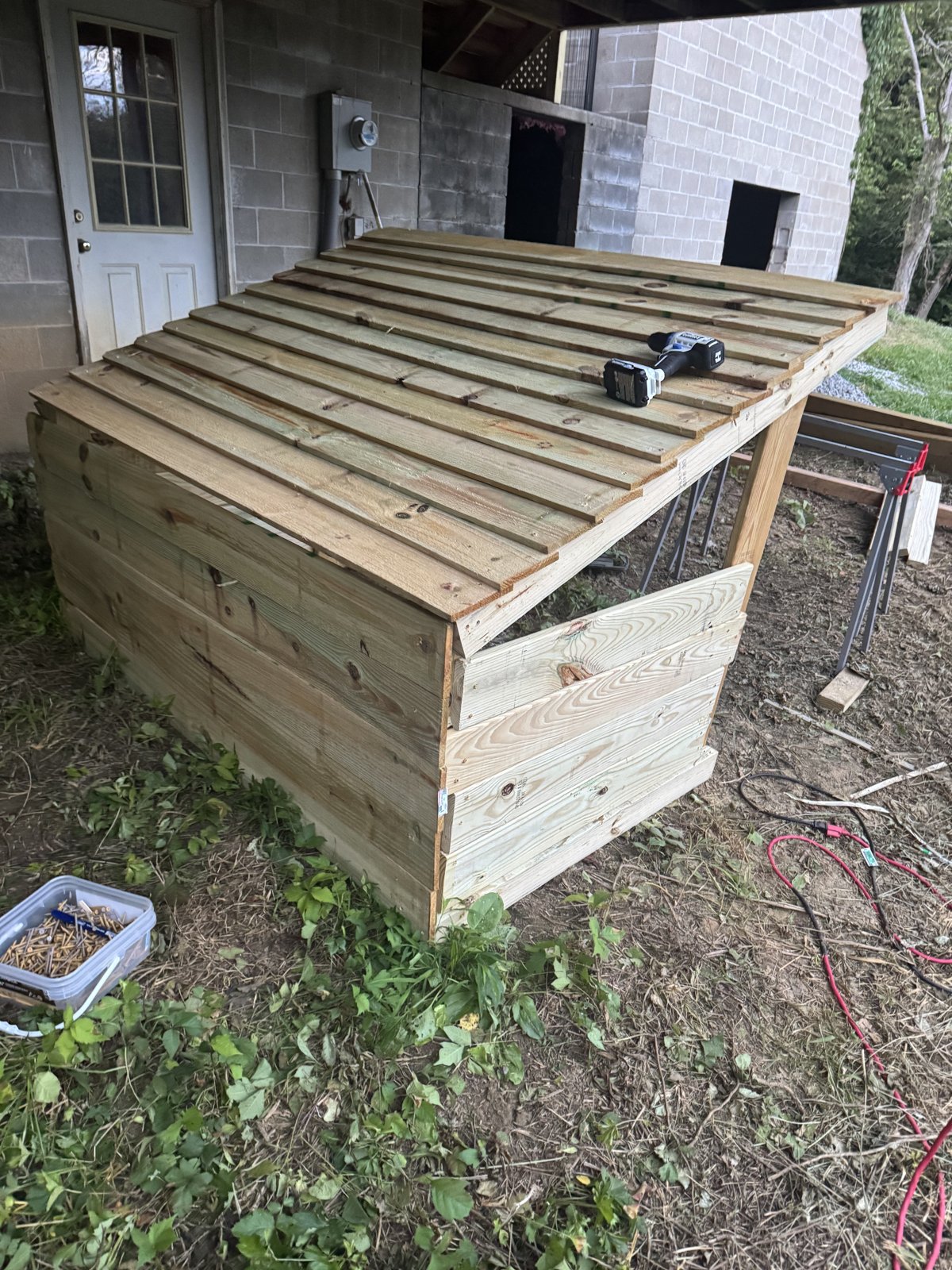 Mid-build. No plans. No measurements. Just caffeine.