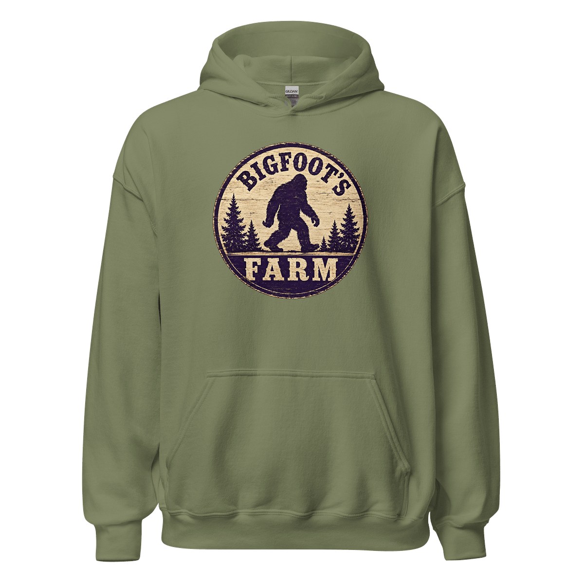 Bigfoot’s Farm logo hoodie in military green